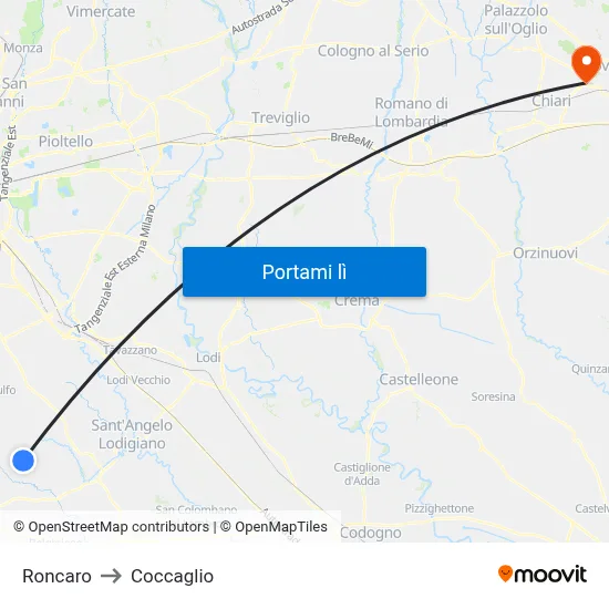 Roncaro to Coccaglio map
