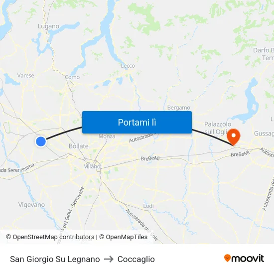 San Giorgio Su Legnano to Coccaglio map