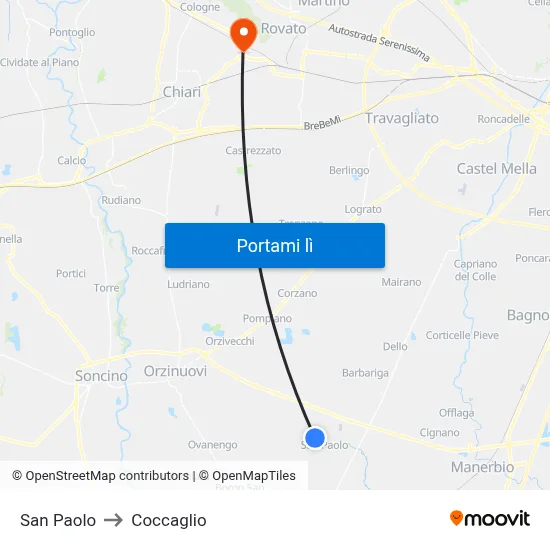 San Paolo to Coccaglio map