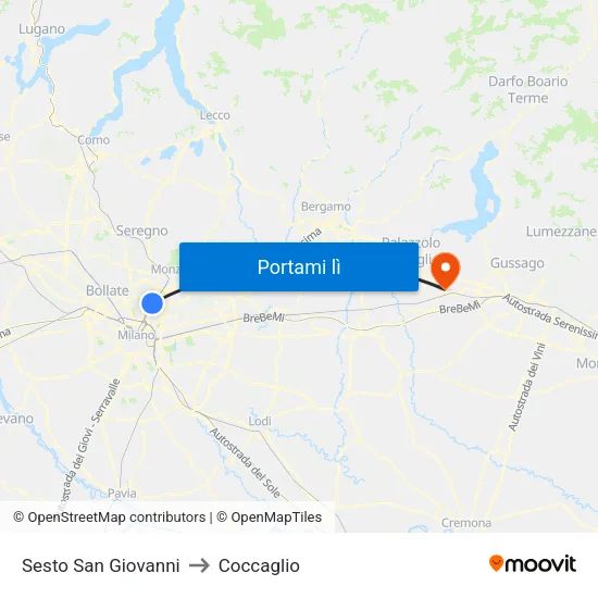 Sesto San Giovanni to Coccaglio map