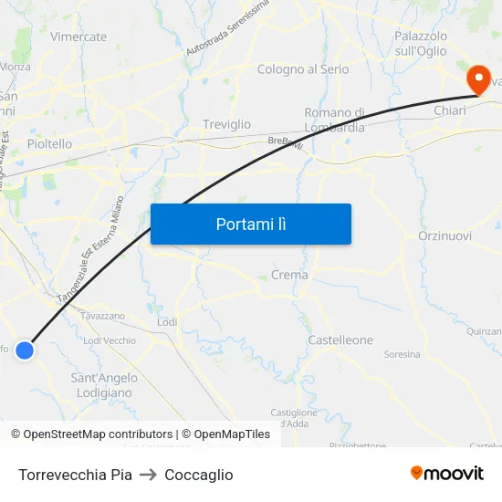 Torrevecchia Pia to Coccaglio map