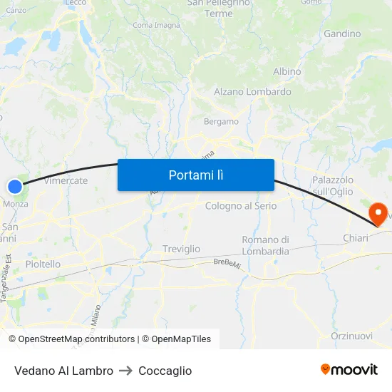Vedano Al Lambro to Coccaglio map