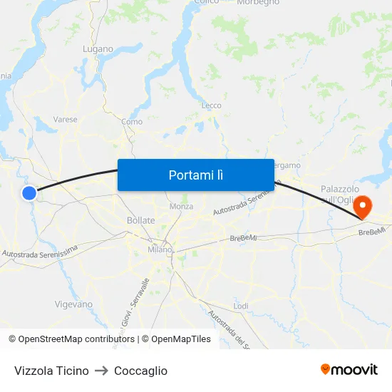 Vizzola Ticino to Coccaglio map