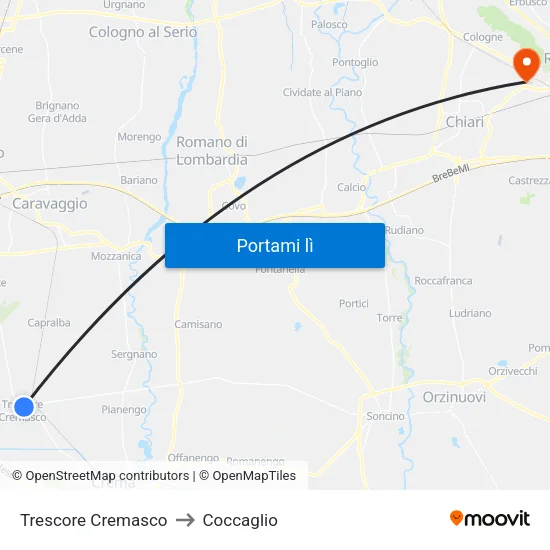 Trescore Cremasco to Coccaglio map