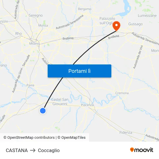 CASTANA to Coccaglio map