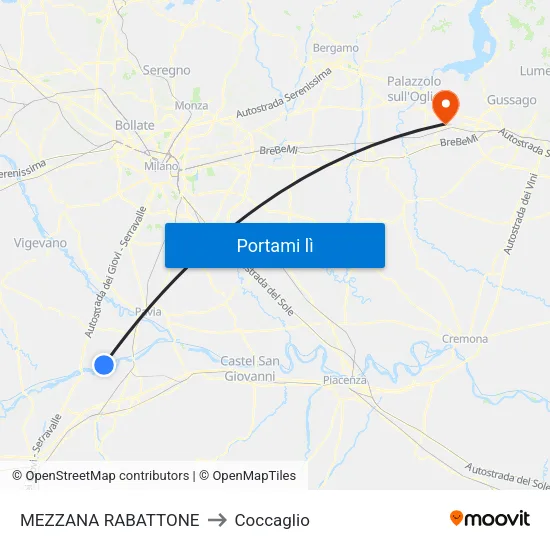 MEZZANA RABATTONE to Coccaglio map