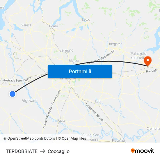 TERDOBBIATE to Coccaglio map