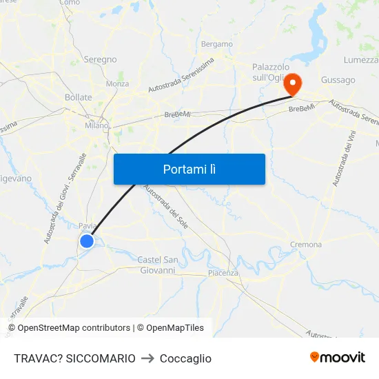 TRAVAC? SICCOMARIO to Coccaglio map