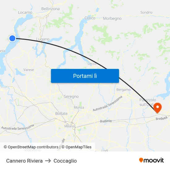 Cannero Riviera to Coccaglio map