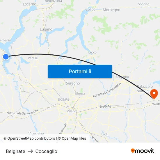 Belgirate to Coccaglio map
