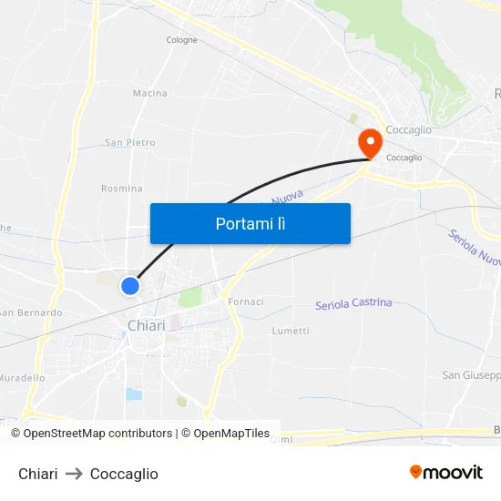 Chiari to Coccaglio map