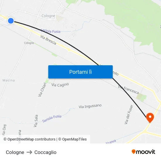 Cologne to Coccaglio map