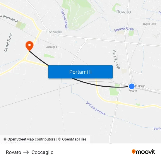 Rovato to Coccaglio map