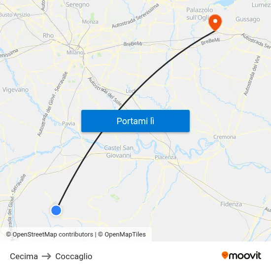 Cecima to Coccaglio map