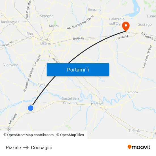 Pizzale to Coccaglio map