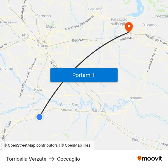 Torricella Verzate to Coccaglio map