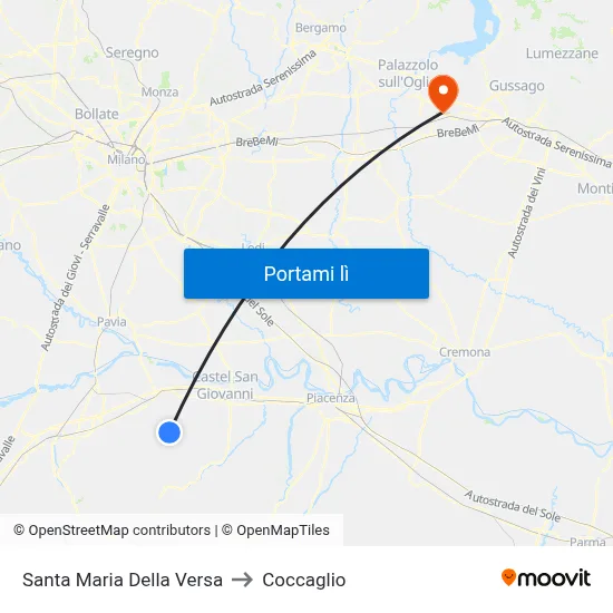 Santa Maria Della Versa to Coccaglio map