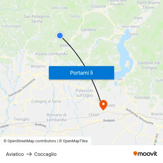 Aviatico to Coccaglio map