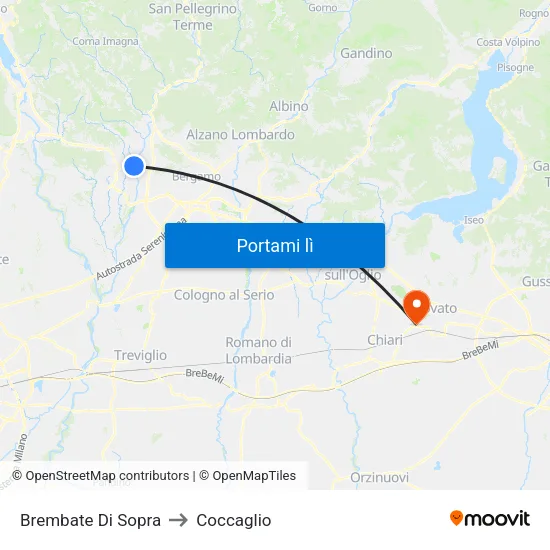 Brembate Di Sopra to Coccaglio map