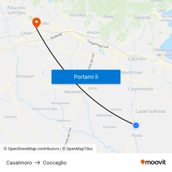 Casalmoro to Coccaglio map
