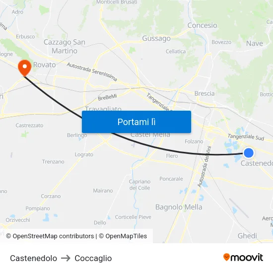 Castenedolo to Coccaglio map