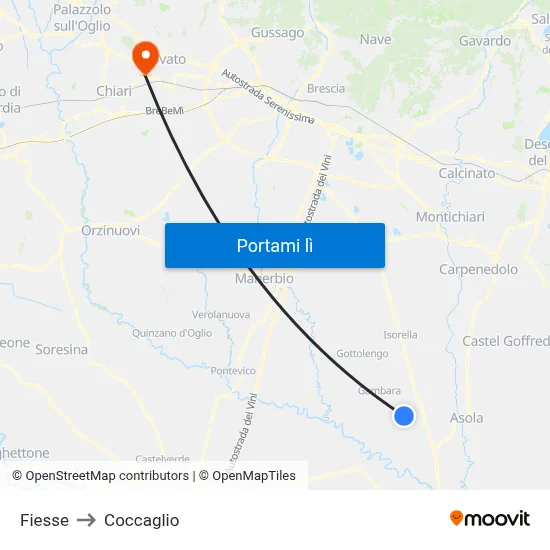 Fiesse to Coccaglio map