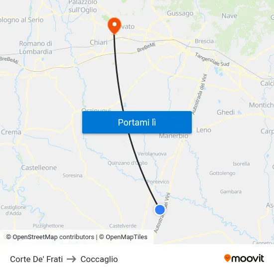 Corte De' Frati to Coccaglio map