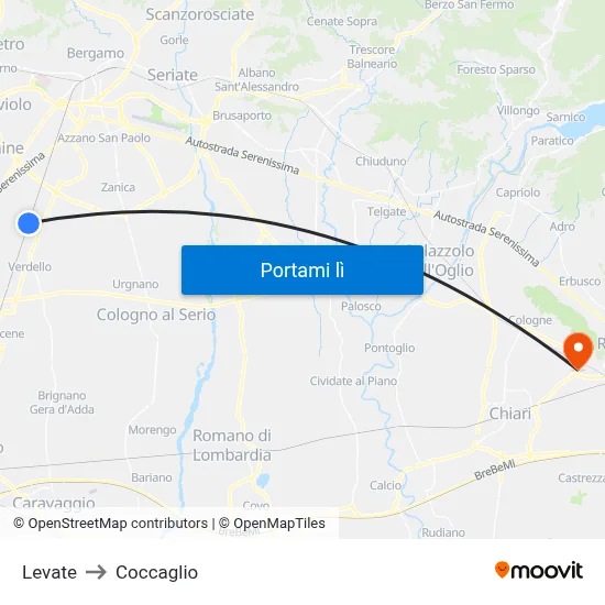 Levate to Coccaglio map