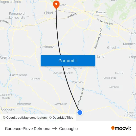 Gadesco-Pieve Delmona to Coccaglio map