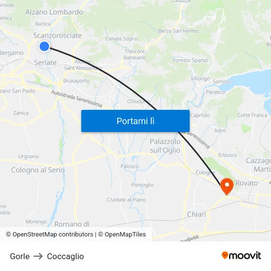Gorle to Coccaglio map