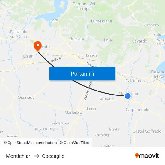 Montichiari to Coccaglio map