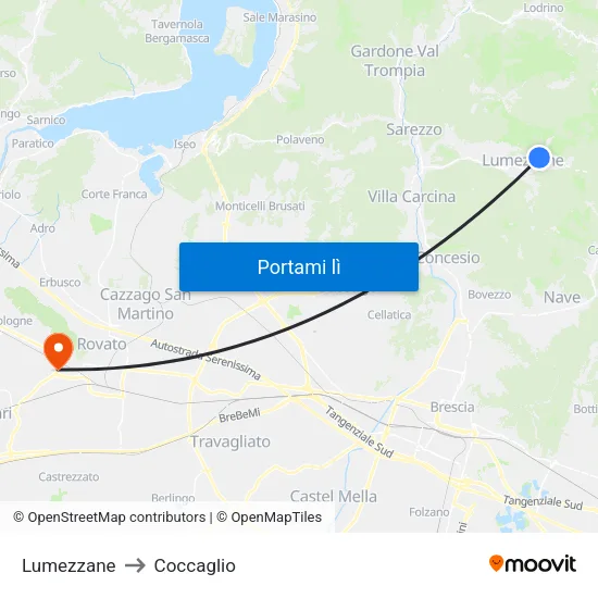 Lumezzane to Coccaglio map