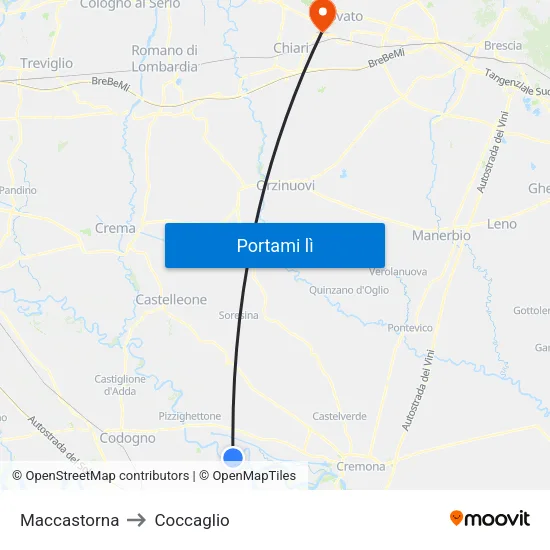 Maccastorna to Coccaglio map