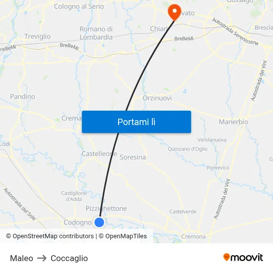 Maleo to Coccaglio map