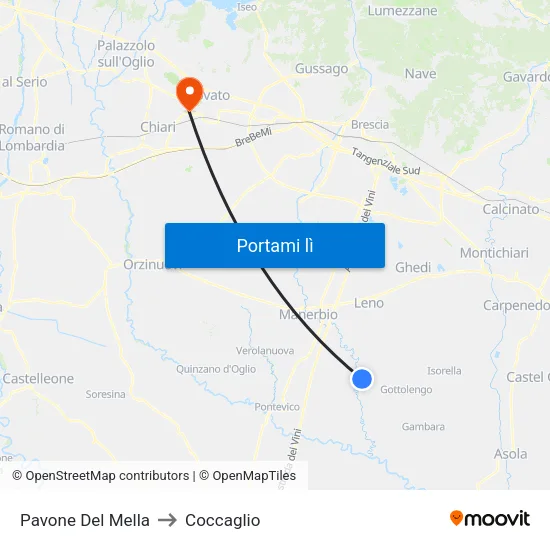 Pavone Del Mella to Coccaglio map