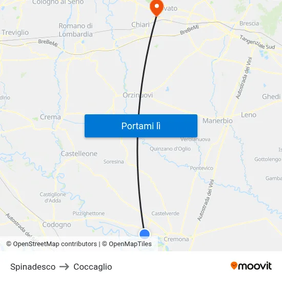 Spinadesco to Coccaglio map