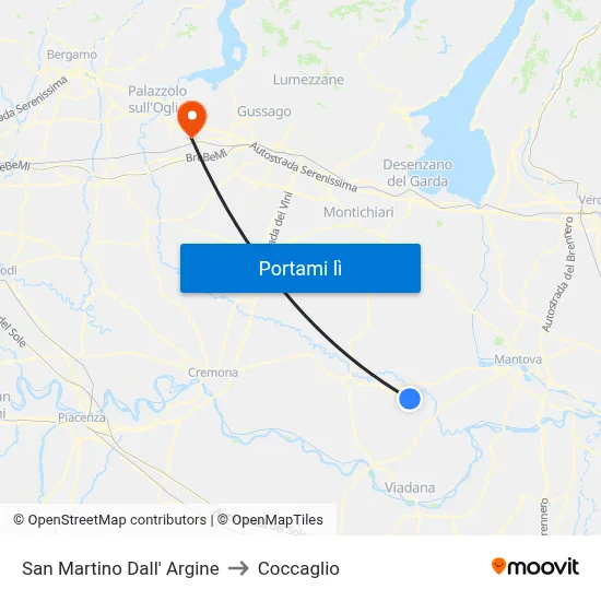 San Martino Dall' Argine to Coccaglio map