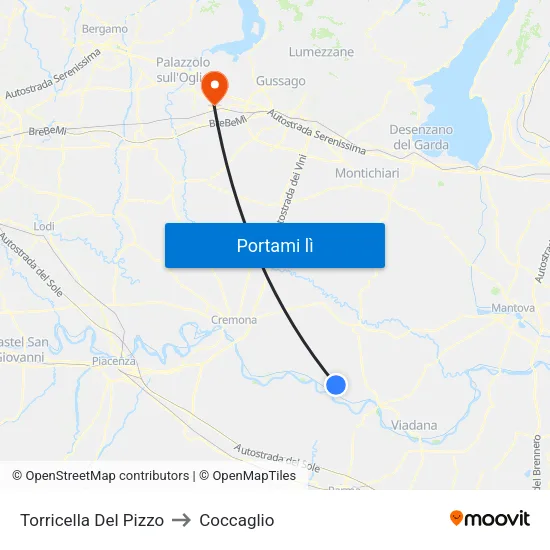 Torricella Del Pizzo to Coccaglio map
