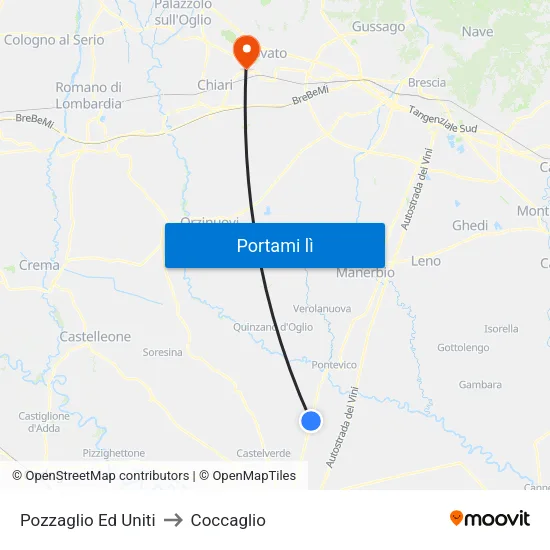 Pozzaglio Ed Uniti to Coccaglio map