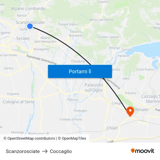 Scanzorosciate to Coccaglio map