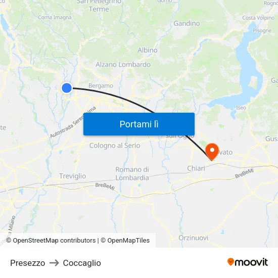 Presezzo to Coccaglio map