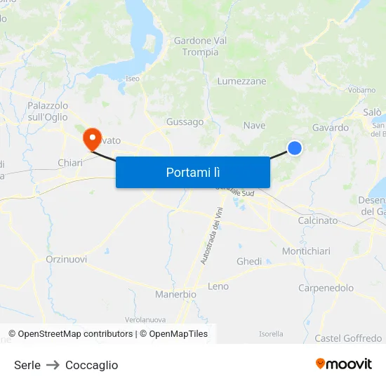 Serle to Coccaglio map