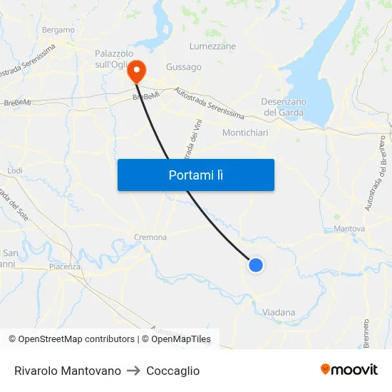 Rivarolo Mantovano to Coccaglio map