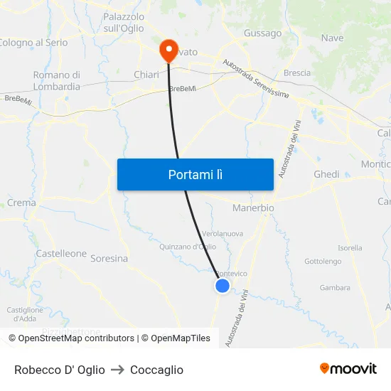 Robecco D' Oglio to Coccaglio map