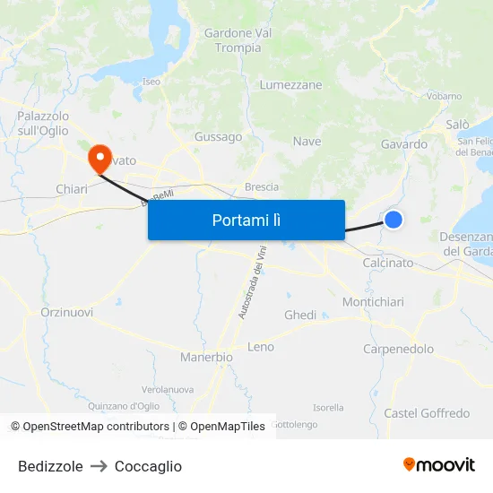 Bedizzole to Coccaglio map