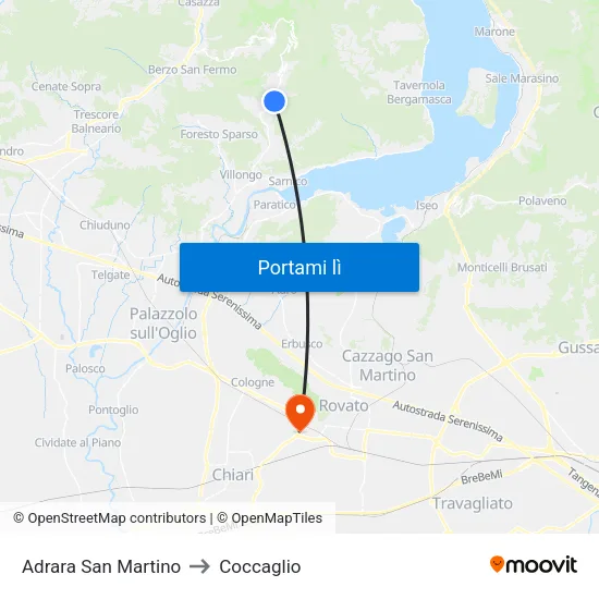 Adrara San Martino to Coccaglio map