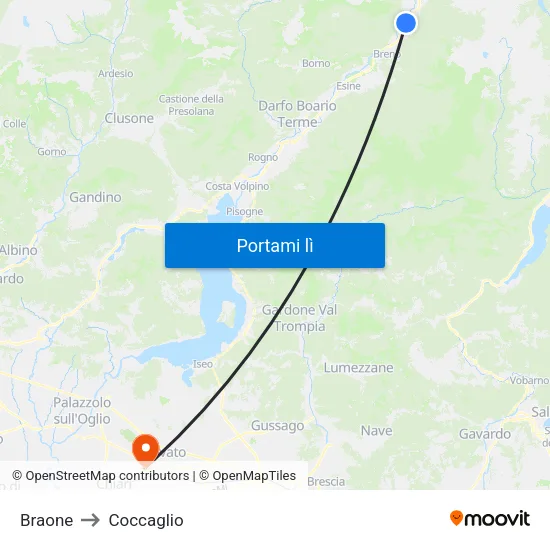 Braone to Coccaglio map