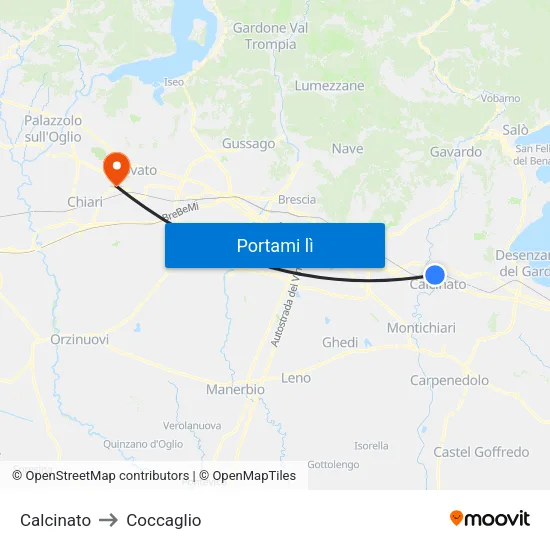 Calcinato to Coccaglio map
