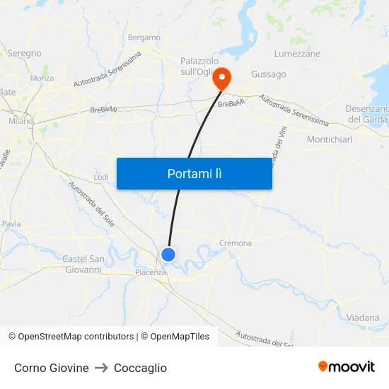 Corno Giovine to Coccaglio map