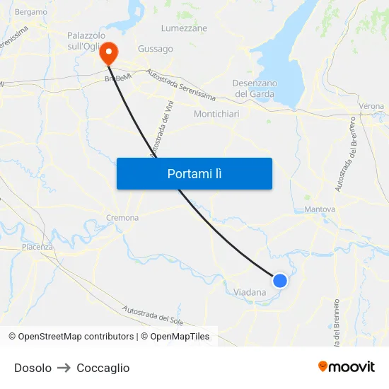 Dosolo to Coccaglio map